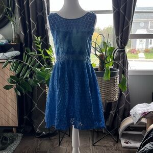 Blue Lace Sleeveless Dress